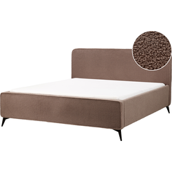 VALOGNES - Tweepersoonsbed - Bruin - 180 x 200 cm - Bouclé