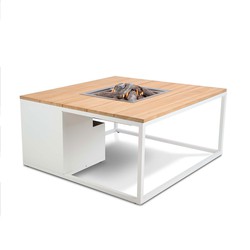 Cosi Fires Cosiloft lounge vuurtafel 100 cm wit - teak top