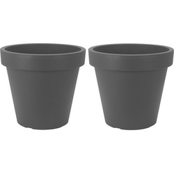 2x Antraciet grijze bloempot 47 cm - Donker grijze plantenpotten 47 cm - Plantenpotten