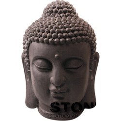 Boeddha hoofd M 42 cm zwart Fiberclay - stonE'lite