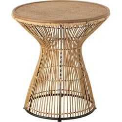 J-line - Bijzettafel Rond Groeven Rotan Naturel - 58x58x64cm