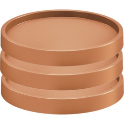 3x stuks planten trolley/multiroller rond terracotta kunststof 30 cm - Planten onderzetter