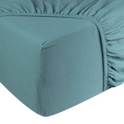 DoubleDry Hoeslaken Jersey 100% Katoen - Tweepersoons 140x200 cm - Zacht & Huidvriendelijk - Rondom Elastiek - Petrol
