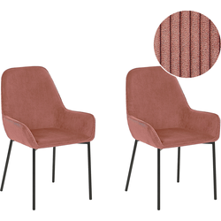 LOVERNA - Eetkamerstoel - Roze - Corduroy