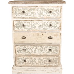 Clayre & Eef Dressoir  85x36x120 cm Wit Hout Rechthoek Ladekast