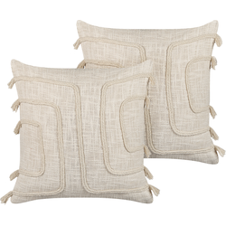 PLEIONE  - Sierkussen set van 2 - Lichtbeige - 45 x 45 cm - Katoen