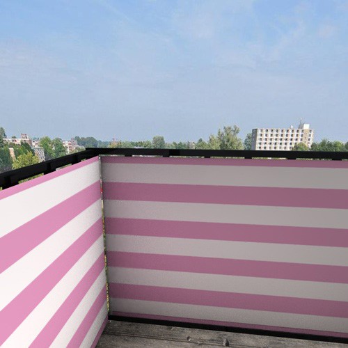 Balkonscherm gestreept roze (150x90cm Enkelzijdig) - 