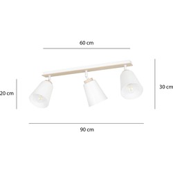 Salo 3L witte plafondlamp wit en hout 3x E27