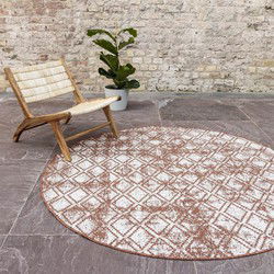 Rond Buitenkleed Frost - Roest - dubbelzijdig - EVA Interior Roest,Oranje,Rood - Polypropyleen - Rond 240 Ø - (XXL)