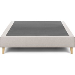 Kave Home - Nikos hoge bedbodem in beige met massief beukenhouten poten voor een matras van 180 x 200