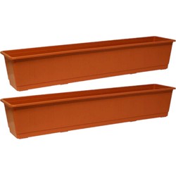 Set van 5x stuks plantenbakken terracotta rechthoekig 80 x 17,5 x 14,5 cm - Plantenbakken