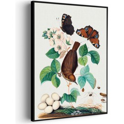 Muurwerken Akoestisch Schilderij - Prent Natuur Vogel en Bloemen 03 - Geluidsdempend Wandpaneel - Wanddecoratie - Geluidsisolatie - PRO (AW 0.90) M (60X85)