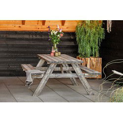 Picknicktafel basis vuren grijs geimpregneerd 180 cm Tuindeco