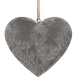 Clayre & Eef Decoratie Hanger Hart 10 cm Grijs IJzer