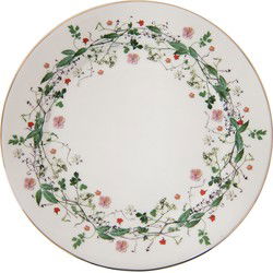 Clayre & Eef Ontbijtbord  Ø 21 cm Groen Porselein Bloemen Bord