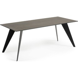 Kave Home - Koda keramische tafel en stalen poten met zwarte afwerking 200 x 100 cm