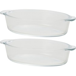 2x Mini ovenschaal ovaal 400 ml 20 x 11 x 5 cm - Ovenschalen