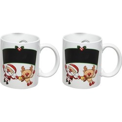 Set van 4x stuks kerst mokken/bekers met rendier/kerstman met bel - Bekers