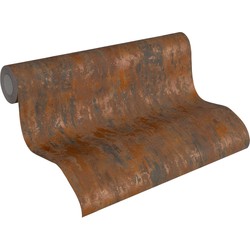 A.S. Création behang geschilderd effect oranje, roest bruin en bruin - 53 cm x 10,05 m - AS-326511