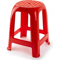 PlasticForte Keukenkrukje/opstapje - Handy Step - rood - kunststof - 37 x 37 x 46 cm - Huishoudkrukjes