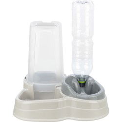 TRIXIE VOERDISPENSER EN WATERDISPENSER KUNSTSTOF GRIJS / TAUPE 3,5 LTR