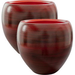 Ter Steege Bloempot - 2x - wijn rood - modern - keramiek - 33x28cm - Plantenpotten