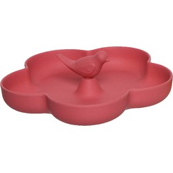 Vogelbad/voederschaal bamboe hout - roze - 23 x 23 cm - Vogelvoederschalen