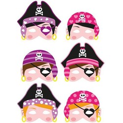 24 Stuks - Mix Meisjes Piraten Maskers van Foam - Traktatie - Uitdeelcadeautjes - Piraat Maskers - Piraten Feest - Meisjes
