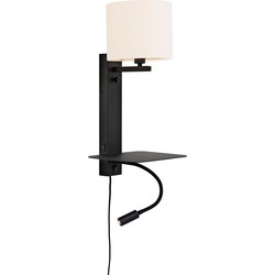 Wandlamp Florence - Wit/Zwart - 24x22x52cm