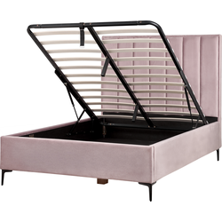 SEZANNE  - Bed met opbergruimte - Roze - 140 x 200 cm - Fluweel