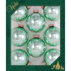 Krebs Kerstballen - 8ST - groen - 7cm - glas - seafoam mintgroen - Kerstbal