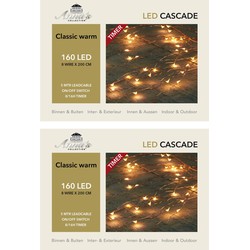 Set van 3x stuks cascade draadverlichting lichtsnoer met 160 lampjes warm wit met 8 lichtdraden - Lichtsnoeren