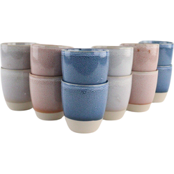 OTIX Koffiekopjes - set van 12 - zonder Oor - Koffietassen - Pastelkleuren - met witte onderrand - 200ml - Keramiek
