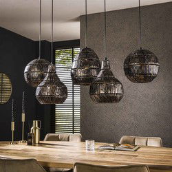 Hanglamp Metaal - Zwart/Bruin 5-Lichts - 130x30x150cm