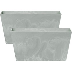 Prosperplast Plantenbak - 2x - kunststof - 60x31x31cm - lichtgrijs - Plantenbakken