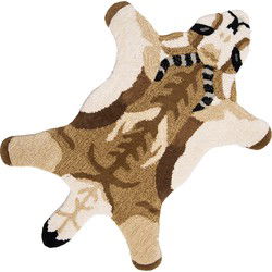 Clayre & Eef Vloerkleed Geit Bruin Beige Wol
