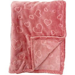 Textino HART - Plaid met hartjes - 140x180 cm - Mauveglow - Roze - Textino