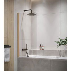 Badplaats Badwand Torino 60 x 140 cm - Goud - Badscherm Draaibaar 5 mm dik - Veiligheidsglas en Antikalk