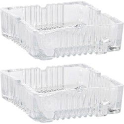 Home & Styling Asbak - 2x - vierkant - deco glas transparant - 10x4 cm - Asbakken