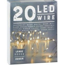 Cepewa draadverlichting lichtsnoer 220 cm - 20 leds warm wit -batterij - Lichtsnoeren