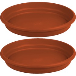 Set van 3x stuks bloempot/plantenpot onderschaal terra cotta kunststof diameter 18 cm - Plantenpotten