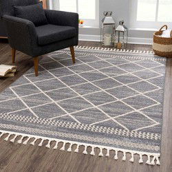 Felta Modern Grijs vloerkleed - Laagpolig / Geruit - 120 X 170 CM