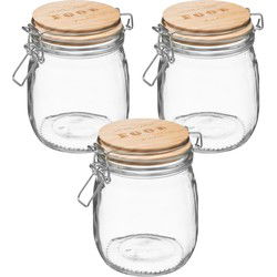 5Five Weckpot/voorraadpot - 3x - 0,75L - glas - beugelsluiting - Voorraadpot