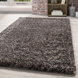 Hoogpolig vloerkleed - Lorium gemeleerd taupe/grijs/beige - 140 X 200 CM