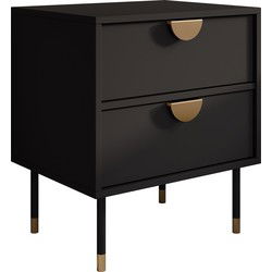 Meubella - Nachtkastje Veerle - Zwart - 51 cm