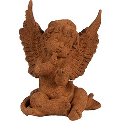 Clayre & Eef Decoratie Beeld Engel 11 cm Bruin Polyresin Religious sculpture