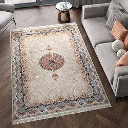 Isfahan Oosters Vloerkleed - Laagpolig - Klassiek Vintage Tapijt - Beige / Multi- 80x300 CM