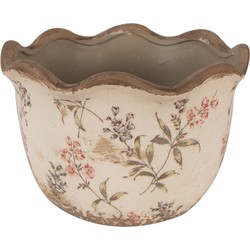 Clayre & Eef Bloempot  Ø 17x11 cm Beige Roze Keramiek Bloempot Binnen