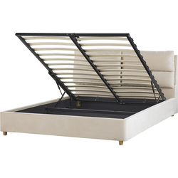 Beliani BATILLY - Tweepersoonsbed-Beige-Fluweel