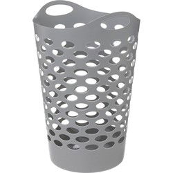 5Five Flexibele wasmand/opbergmand - rond - lichtgrijs - 60 liter - D41 x H66 cm - Wasmanden